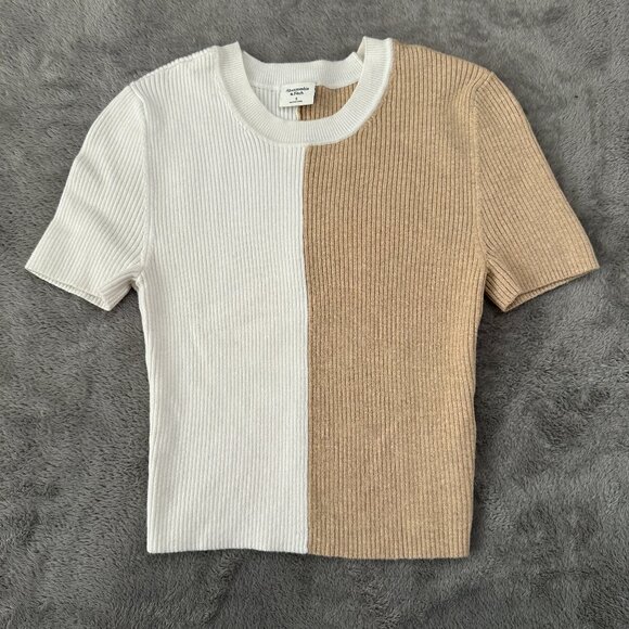 Abercrombie & Fitch Tops - Abercrombie & Fitch Babydoll Sweater Shirt SMALL Top Stretch Knit Short Sleeve